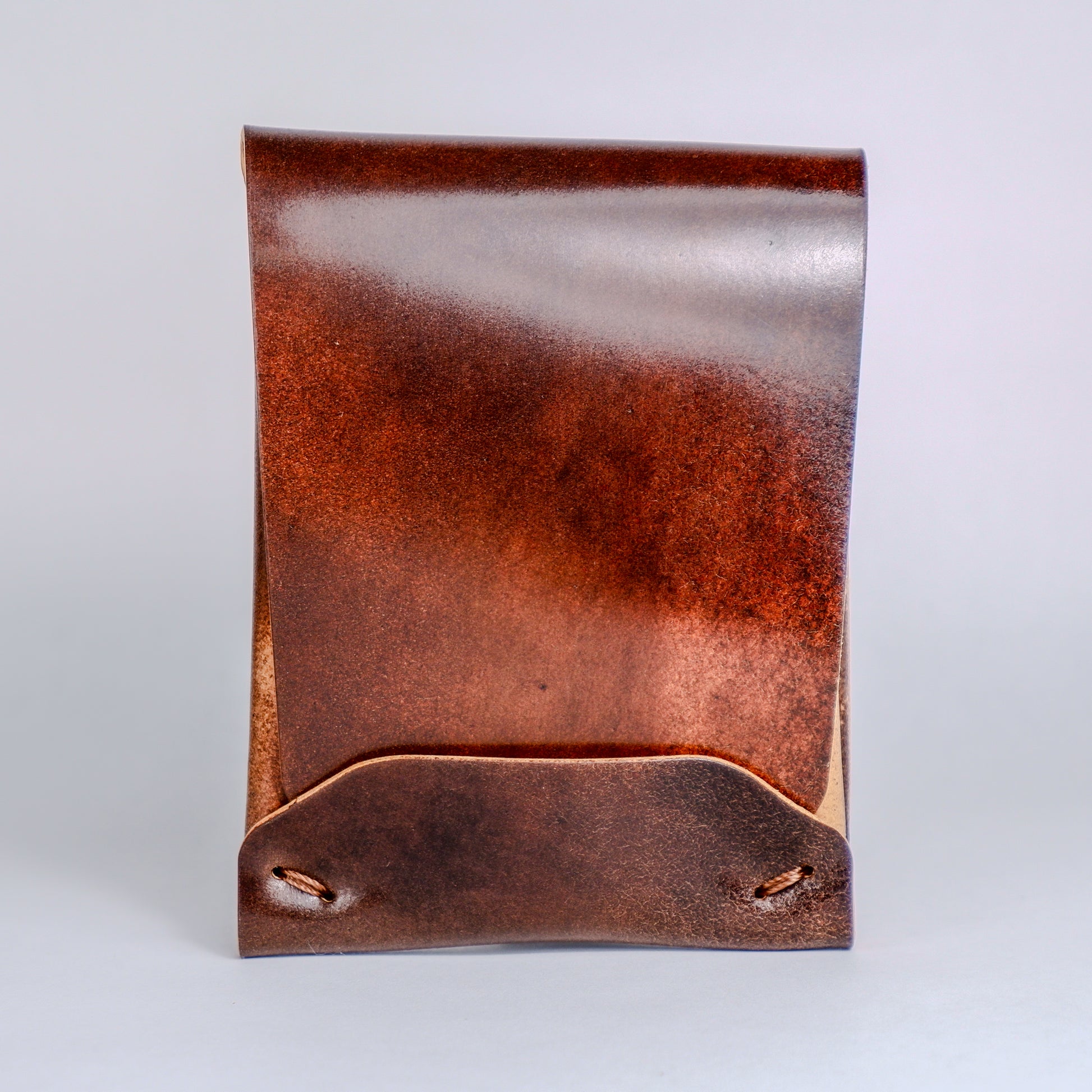 Closed Walnut (Dark Brown) Archer-Marbled Shell Cordovan Wallet displayed on a white background viewed from the front