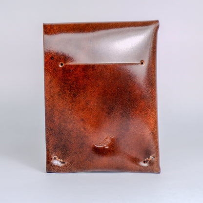 Closed Walnut (Dark Brown) Archer-Marbled Shell Cordovan Wallet displayed on a white background viewed from the back