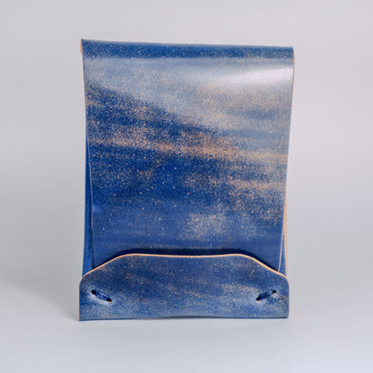 Closed Ocean (Blue) Archer-Marbled Shell Cordovan Wallet displayed on a white background viewed from the front