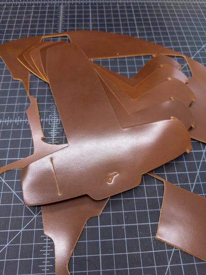 Brown Emerson-Rocado Shell Cordovan being crafted on a workbench