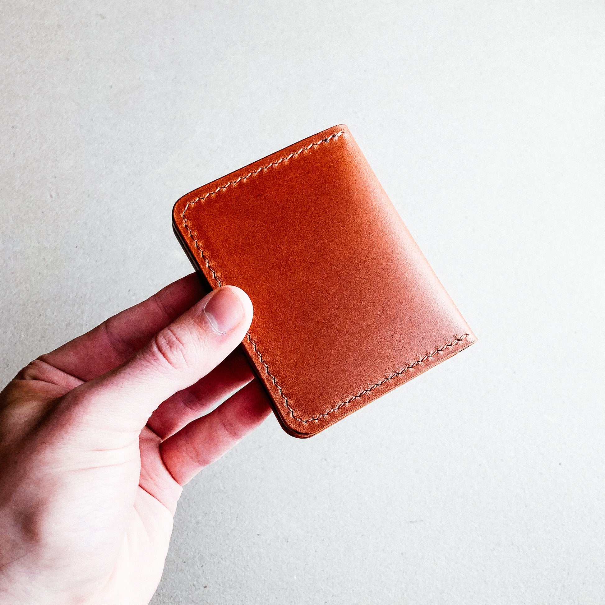 Brown Pattern - Garrison Wallet held by a man against a white blurred background.